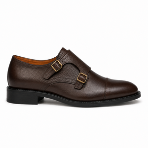 Chaussures habillées en cuir sur mesure à double boucle pour hommes – Chaussures formelles haut de gamme avec boucle élégante – Confortables pour le bureau - Product Image 3