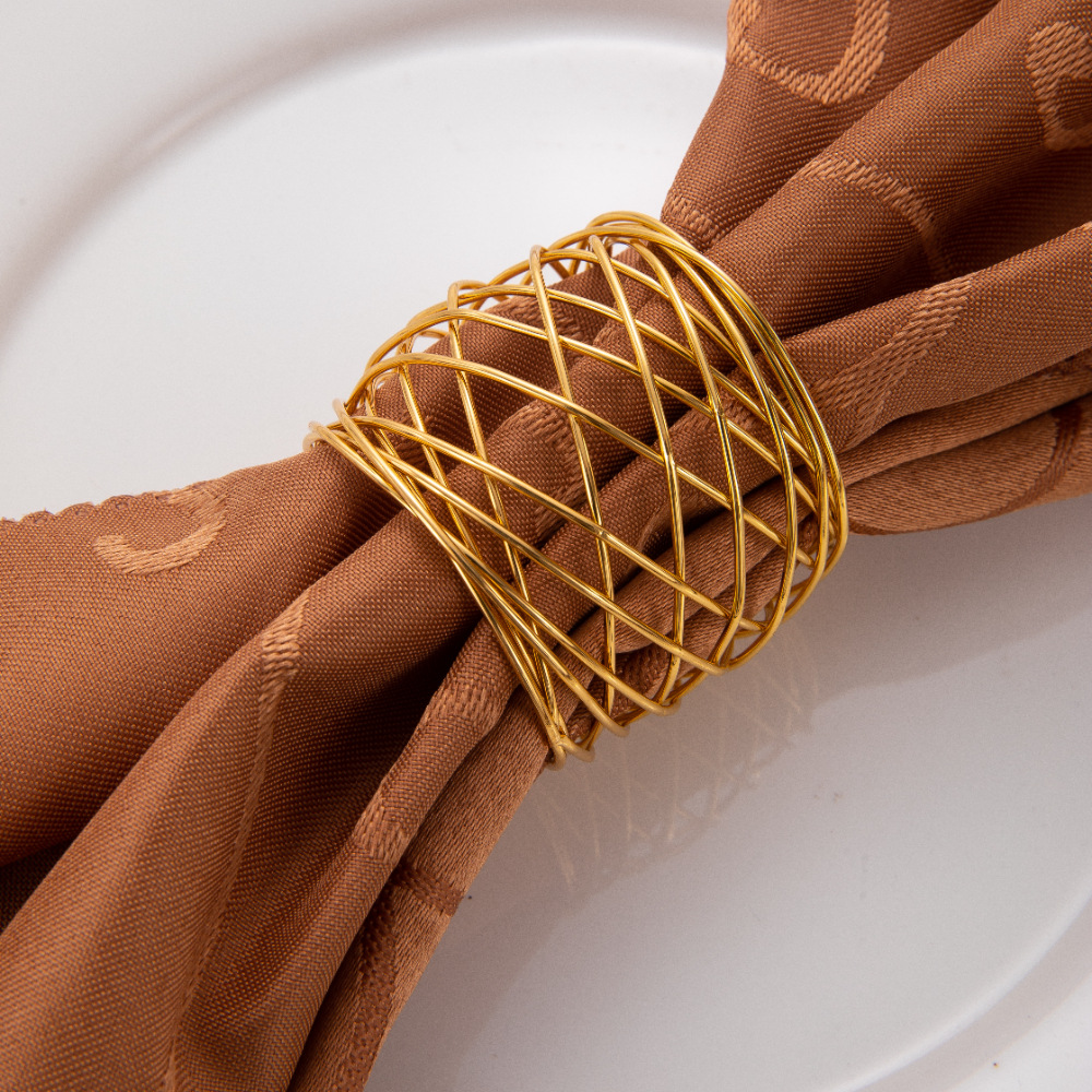 Stainless Steel Metal Wire Mesh Napkin Rings Silver Valentine's Day Party Decorations Stocked Napkin Buckle Rings