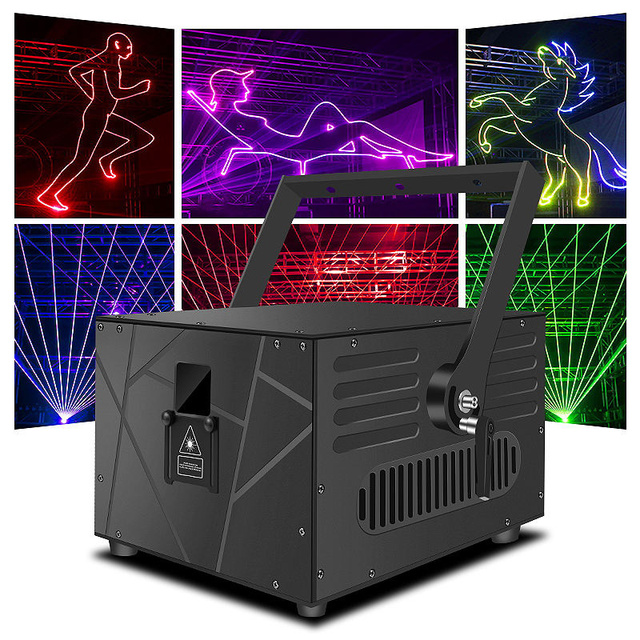 RGB Full Color Animation Laser Light DMX Programmable Graphic Projector Wedding Banquet DJ Club Stage Effect Lighting