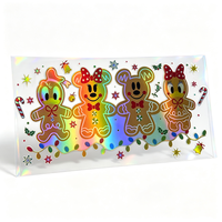 Autocollants décoratifs personnalisés en vinyle transparent découpés à la forme, motif dessin animé mignon et amusant, feuille d'autocollants holographiques arc-en-ciel promotionnels