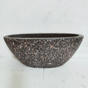 Jardinières de grande taille en pierre à effet terrazzo, brossées à la main, pour plantes d'extérieur et d'intérieur - Product Image 3