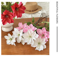 Nouvel Arrivage Fleurs Artificielles de Clématite à 2 Têtes Imprimées en 3D, Toucher Réel, Tiges de Fleurs en Vrac pour Arche de Mariage, Décoration Intérieure, Salon