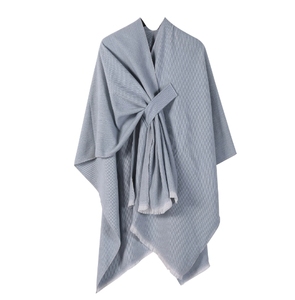 Solid Knit Warm Faux Cashmere Shawl <b>Cardigan</b> Shawl Poncho Women's Winter Collar Poncho DF671 - Product Image 4