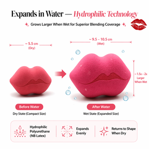 Éponge de maquillage en forme de lèvres JLY avec logos personnalisables, apparence unique, utilisation humide et sèche, éponge de maquillage à double usage - Product Image 3