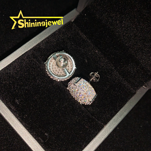 Pendientes de tuerca circulares de 14 mm de gran tamaño, estilo rapero, con incrustaciones de moissanita 925, certificación GRA, pasan la prueba del diamante. - Product Image 5