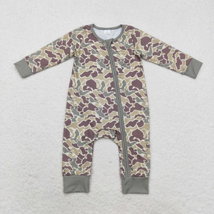 Mono de manga larga con estampado de camuflaje y cremallera oblicua para bebés, ropa de moda para recién nacidos y niños pequeños, primavera-otoño - Product Image 6