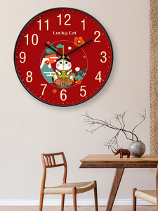 Horloge murale analogique ronde moderne de 12 pouces avec chat porte-bonheur sur le thème de la prospérité de la conception <span class=keywords><strong>Maneki</strong></span>-<span class=keywords><strong>Neko</strong></span> - Product Image 5
