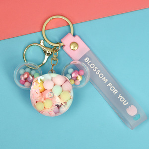 Vente en gros de perle d'huile tête de <span class=keywords><strong>Mickey</strong></span> coulant sable porte-clés pendentif boucle personnalisé livre sac acrylique poupée pendentif - Product Image 6