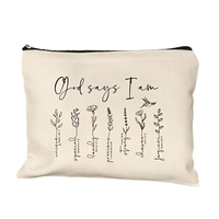 Sac de brosses de maquillage en toile de grande capacité imprimé personnalisé DIY Portable et pratique avec fermeture à glissière étanche