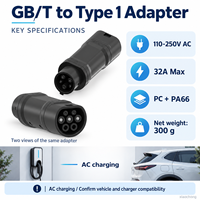 Nouvel adaptateur de charge pour véhicules électriques Xiaochong GB/T vers Type 1, 32A 7KW, convertisseur de prise et de prise secteur pour connecteurs standard chinois vers SAE J1772