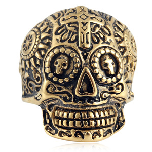 Men's Titanium Steel Skull <b>Ring</b> Cross Pattern Retro Punk Style Geometric Design Gift Jewelry 21015 - Product Image 1