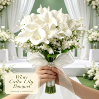 Bouquet de mariée minimaliste de style coréen, artificiel, noué à la main, avec lys blancs Calla et muguets, pour cérémonies de mariage, en PE