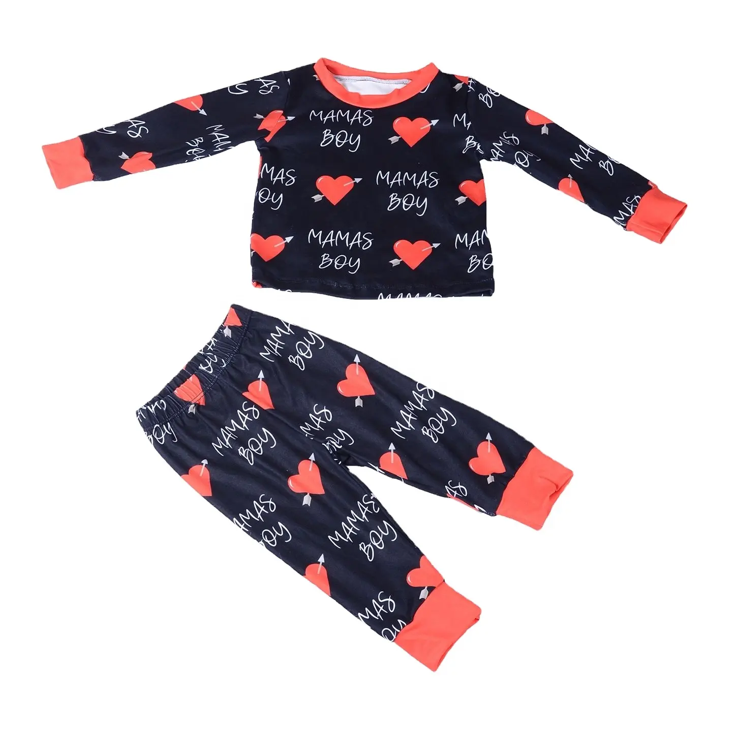 Wholesale Customized Name and Design Valentine's Day Children's Sleepwear Family Pajama Set with Trousers for Sleep