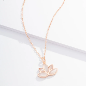 Elegante Collar con Colgante de Flor de Loto en Plata de Ley 925, Chapado en Oro Rosa, Joyería de <span class=keywords><strong>Jade</strong></span> para Mujer - Product Image 6
