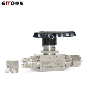 Vanne à boisseau sphérique haute pression en acier inoxydable SS316L avec raccord à compression manuel, conception à passage direct - Product Image 1