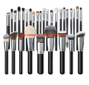 BUEYA 30pcs Luxury black color Professional goat hair makeup artist brush Make up Academy custom logo nature hair cosmetic set