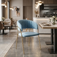 Chaise de salle à manger moderne en velours avec pieds en métal, chaise rembourrée pour restaurant, fauteuil de café et hôtel, mobilier commercial en gros