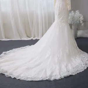 Ivory Lace Mermaid Shiny Wedding Dress 724A2848