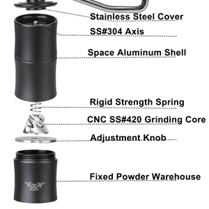 Molinillos de Café Manuales con Muelas de Acero Inoxidable y Aluminio, Diseño Personalizado, Mango Curvo, HF-KCG034 PRECIS - Product Image 5