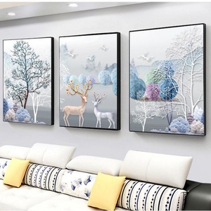 Decorazione da Parete per Soggiorno, Set di 3 Pezzi, Cornice in Cristallo e Porcellana, Dipinto in Vetro Artistico con <span class=keywords><strong>Pavone</strong></span> - Product Image 4