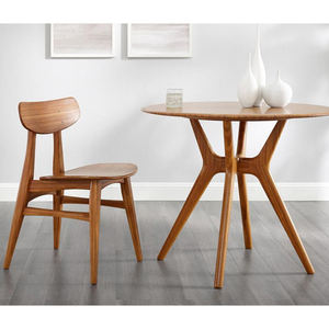 Muebles de comedor para restaurante, mesa de comedor minimalista redonda de madera maciza, lámina de madera contrachapada de bambú para muebles - Product Image 1