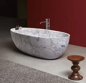 Baignoire ovale en <span class=keywords><strong>marbre</strong></span> blanc naturel de style <span class=keywords><strong>japonais</strong></span>, baignoire profonde - Product Image 4