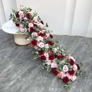 Quality Artificial Flower Ball Runner Garland pink <b>Red</b> Flower Table Runner Flowers Srunner Wedding Table - Product Image 1