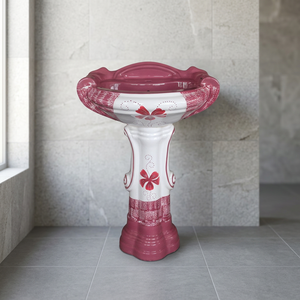 Lavabo sur pied en céramique de style européen moderne, résistant à l'eau, pour salle de bain - Product Image 1