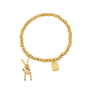 <span class=keywords><strong>Bracelet</strong></span> à breloques Animal en acier inoxydable, perle <span class=keywords><strong>élastique</strong></span> lapin lapin or 18k PVD <span class=keywords><strong>bracelet</strong></span> étanche pour toutes les tailles de poignet - Product Image 5