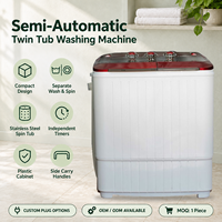 Lave-linge semi-automatique double tambour double cylindre en acier inoxydable pour usage domestique, mini lave-linge