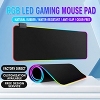 Tapis de souris de jeu RGB LED multifonctionnel en néoprène enroulable, grand format, anti-dérapant, cadeaux de bienvenue