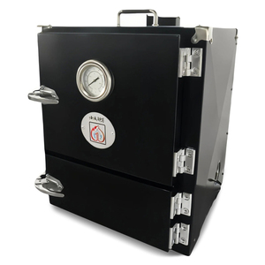 Barbecue fumoir noir avec boîte de fumage, jauge et poignée de ventilation pour cuisson extérieure - Product Image 5