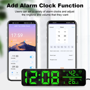 Tuya WIFI Smart <span class=keywords><strong>Digital</strong></span> Room Termómetro Higrómetro Control de voz Sensor de temperatura y humedad <span class=keywords><strong>Reloj</strong></span> despertador - Product Image 5