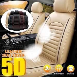 1/4 housses de siège de voiture universelles en cuir pleine fleur, style tendance, dossier haut, respirantes, protection intérieure pour voitures - Product Image 1