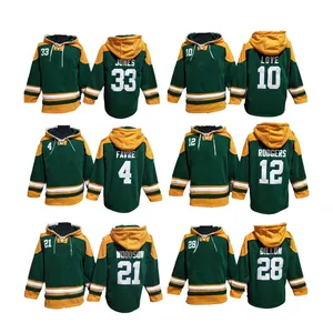 Stitched 4 Favre 10 Love 12 Rodgers 21 Woodson 28 Dillon 69 Bakhtiari Green Bay American Football Lace-Up Pullover Jersey Hoodie