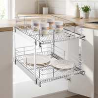 Rail de guidage fermé souple double extensible Organisateur d'armoire Panier de rangement Panier à vaisselle avec cadre