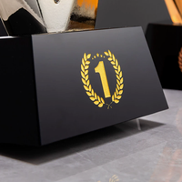 Trophée personnalisé simple en or, argent, cuivre, résine, cristal, verre, plaque de récompense avec base en cristal noir, trophée annuel pour employés