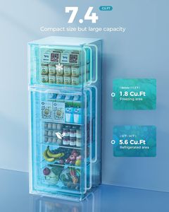 Euhomy Tủ lạnh nhỏ thân thiện với môi trường gia đình với tủ đông và tủ lạnh mini hai cửa - Product Image 4