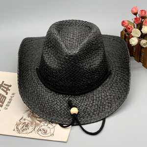 Summer Large Brim Women Men Cowboy <strong>Hats</strong> Jazz <strong>Straw</strong> With Rope Sun Beach Panama <strong>Hat</strong> for Travel - Product Image 2