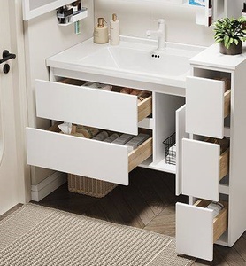 Customized waterproof <b>side</b> storage partition cabinet ceramic seamless basin honeycomb aluminum bathroom cabinet - Product Image 6