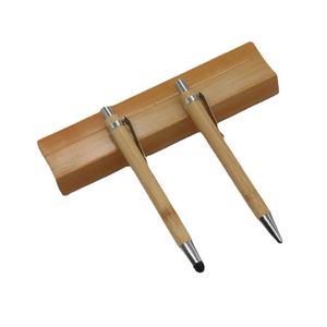 Stylo tactile 2 en 1 écologique en bois de bambou pour souvenirs personnalisés et cadeaux promotionnels - Product Image 2