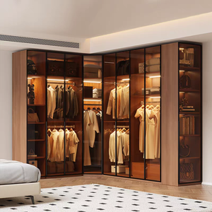 Armoire en bois sur mesure avec portes en placage, <span class=keywords><strong>dressing</strong></span> moderne <span class=keywords><strong>de</strong></span> <span class=keywords><strong>luxe</strong></span>, îlot <span class=keywords><strong>de</strong></span> rangement pour chambre, atelier, salon - Product Image 1