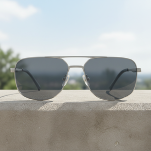 แว่นกันแดดโลหะแฟชั่นสไตล์เรโทรคุณภาพสูง เลนส์โพลาไรซ์ UV400 แบบสองบริดจ์  บานพับสปริง ดีไซน์ทันสมัย รับทำโลโก้ตามสั่ง - Product Image 1