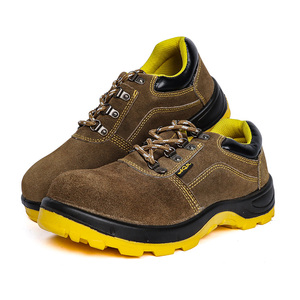Chaussures de sécurité basses en daim avec embout en acier, semelle intermédiaire en plaque de fer, bicolores jaunes, semelle en PU anti-perforation - Product Image 6