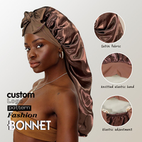 Long Bonnet en Satin pour Dreadlock Cap Femmes Double Couche Élastique Bonnet En Soie pour Tresses Cheveux Bonnet De Couchage Avec Bande De Cravate