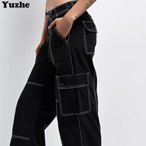 Nuovi <span class=keywords><strong>Jeans</strong></span> Cargo Slim da <span class=keywords><strong>Uomo</strong></span> alla Moda <span class=keywords><strong>con</strong></span> Cuciture a Contrasto, Lavaggio Scuro, <span class=keywords><strong>Pantaloni</strong></span> Lunghi <span class=keywords><strong>con</strong></span> Logo Ricamato Personalizzato, Colore e Taglia Personalizzabili - Product Image 3