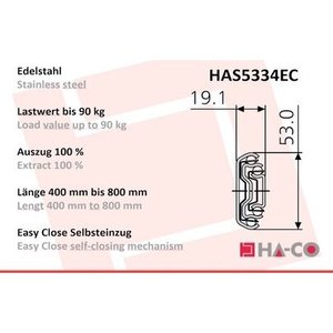 Rotaia in acciaio inossidabile a estrazione totale HAS5334EC - Product Image 2