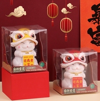 8.7*7.9*10CM solaire chat hochant la tête Lion danse support pour téléphone Maneki Neko plastique danse Lion pour café boutique voiture décor à la maison