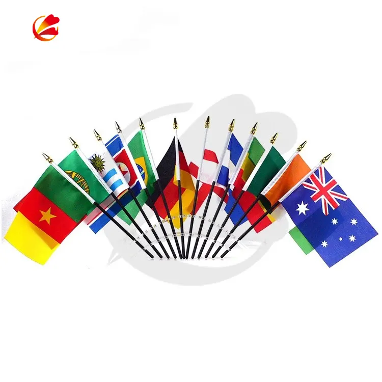 Personalizzato doppio lato stampato europa a mano sventolando bandiere del mondo