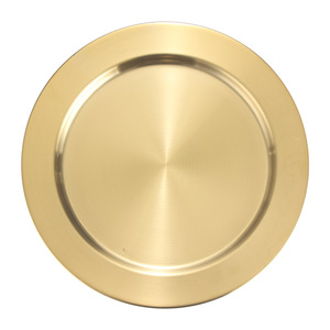 Stainless Steel Round Serving Tray Wide Rim Gold Silver Plated Restaurant Display Plate For Barbecue Korean Japanese Cuisine - Product Image 3